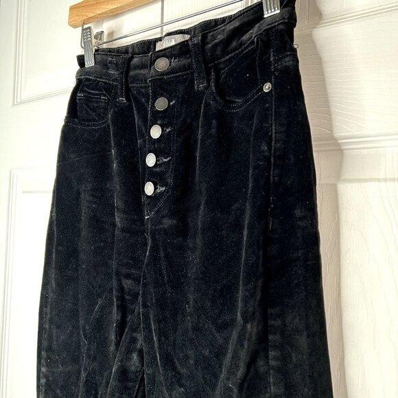 DL1961 Chrissy Ultra High Rise Black Velvet Button Fly Jeans Women's Size 24 - Picture 4 of 11